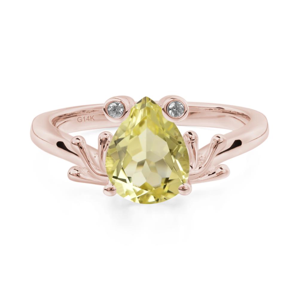 Lemon Quartz Frog Promise Ring - LUO Jewelry #metal_14k rose gold