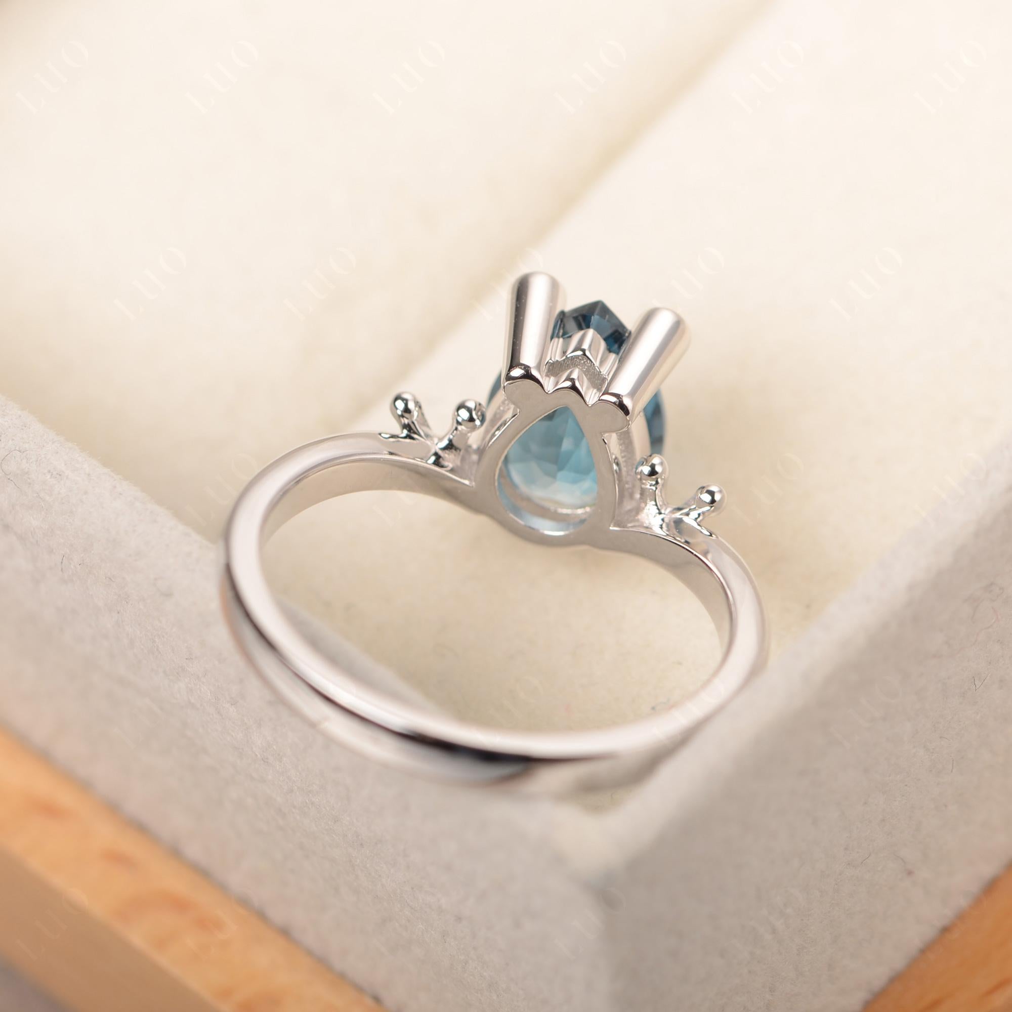 London Blue Topaz Frog Engagement Ring - LUO Jewelry