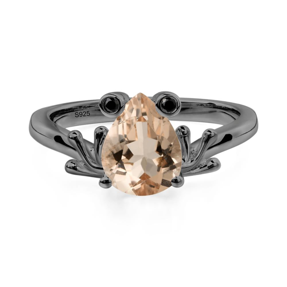 Morganite Frog Ring - LUO Jewelry #metal_black finish sterling silver