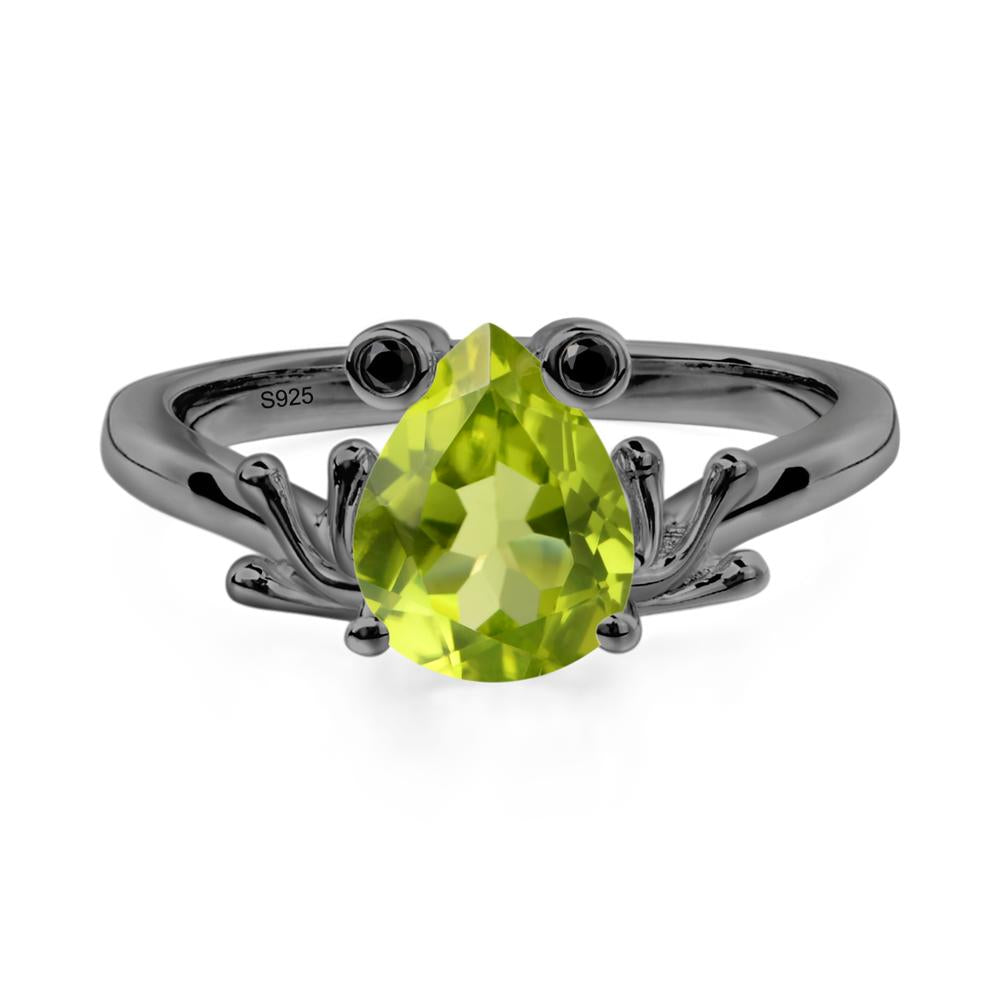 Peridot Frog Promise Ring - LUO Jewelry #metal_black finish sterling silver