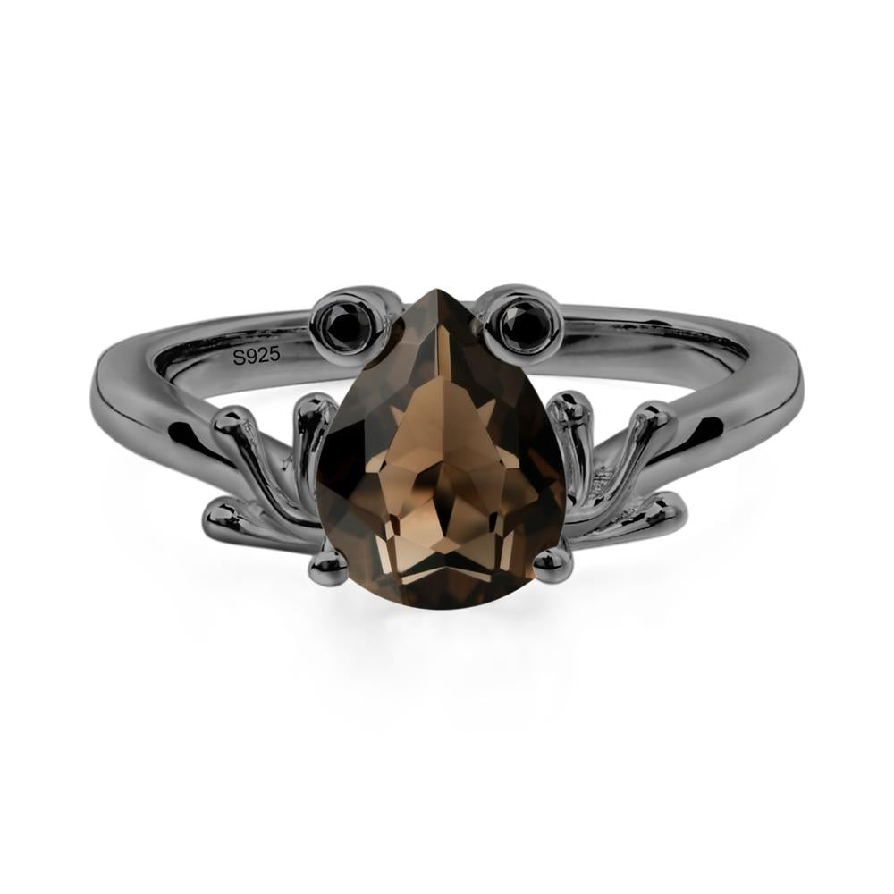 Smoky Quartz Frog Ring - LUO Jewelry #metal_black finish sterling silver