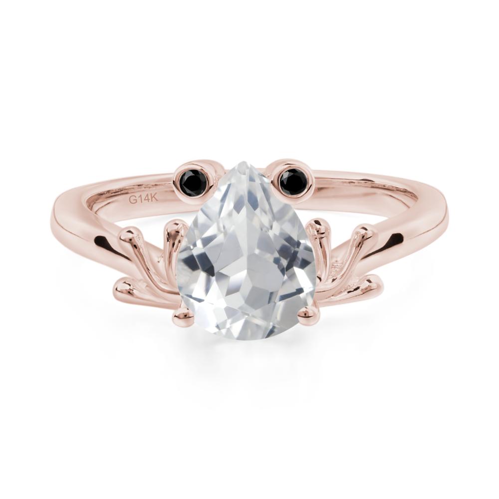White Topaz Frog Promise Ring - LUO Jewelry #metal_14k rose gold