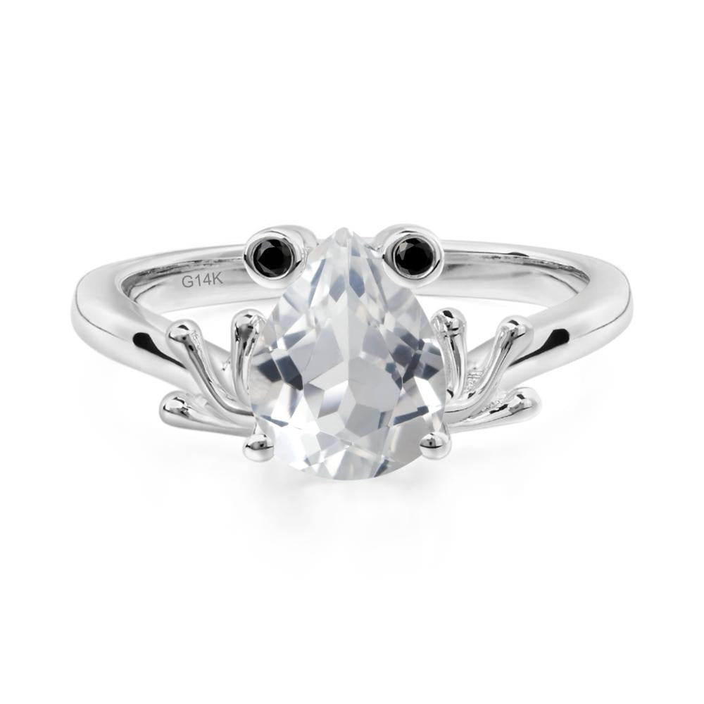 White Topaz Frog Promise Ring - LUO Jewelry #metal_14k white gold