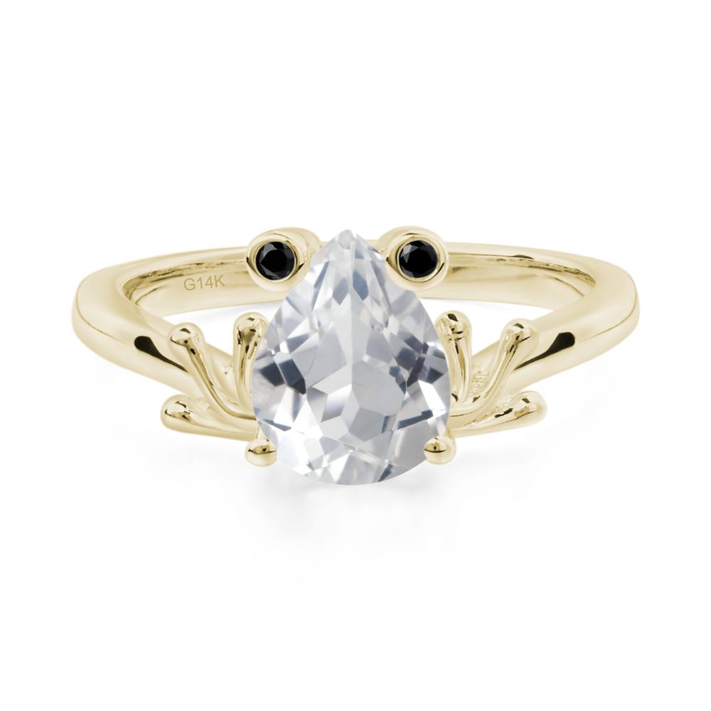 White Topaz Frog Promise Ring - LUO Jewelry #metal_14k yellow gold