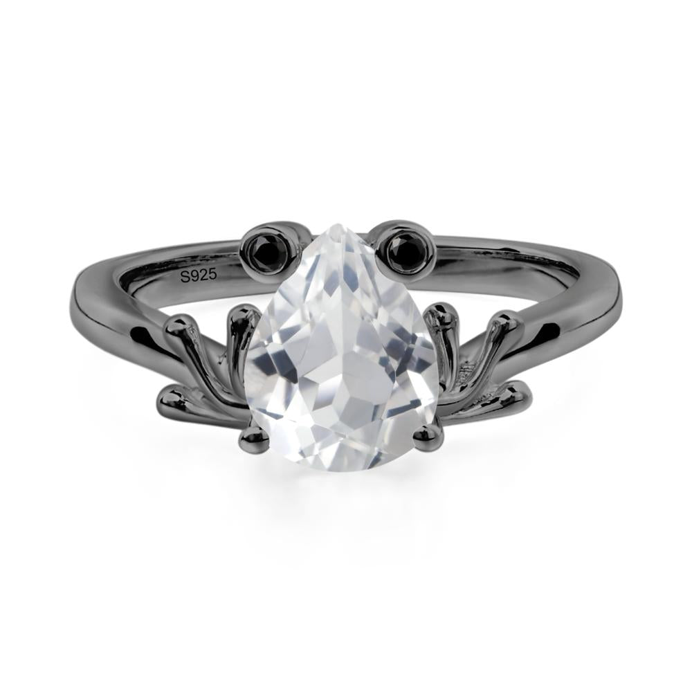 White Topaz Frog Promise Ring - LUO Jewelry #metal_black finish sterling silver