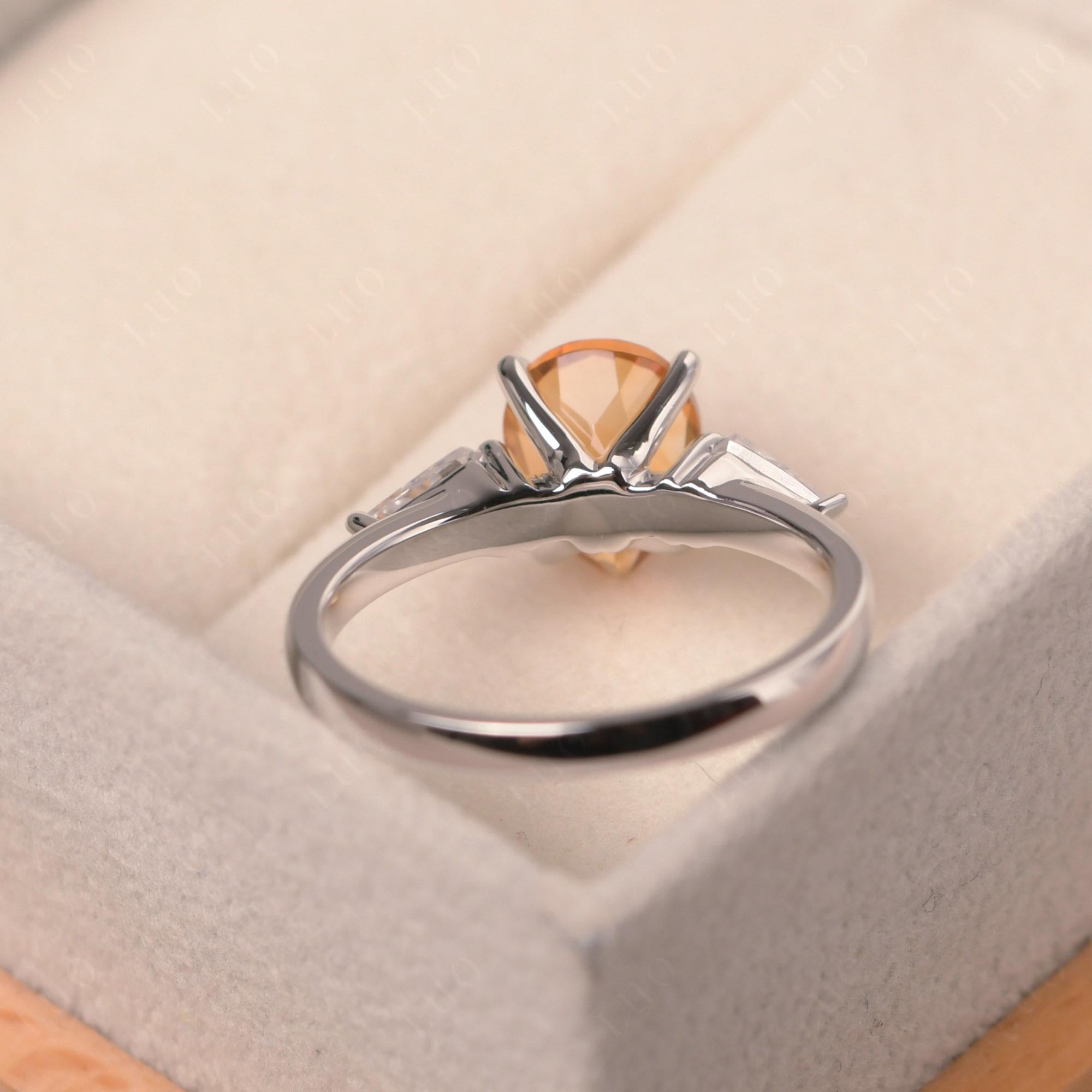 Citrine Pear Three Stone Ring - LUO Jewelry