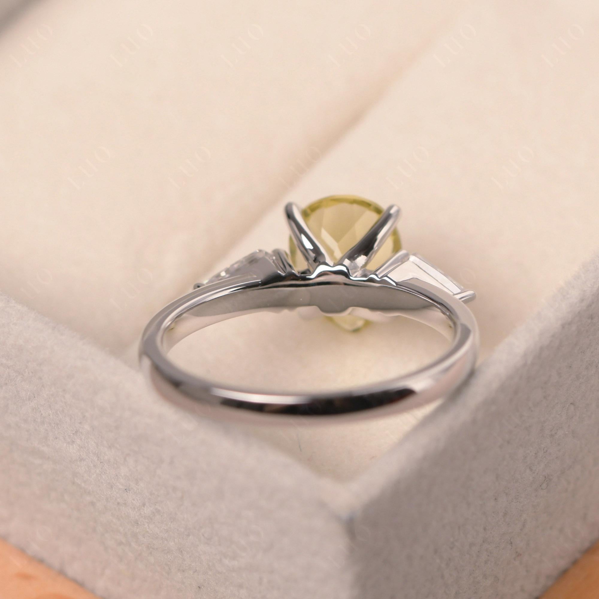 Pear Lemon Quartz Trilogy Engagement Ring - LUO Jewelry