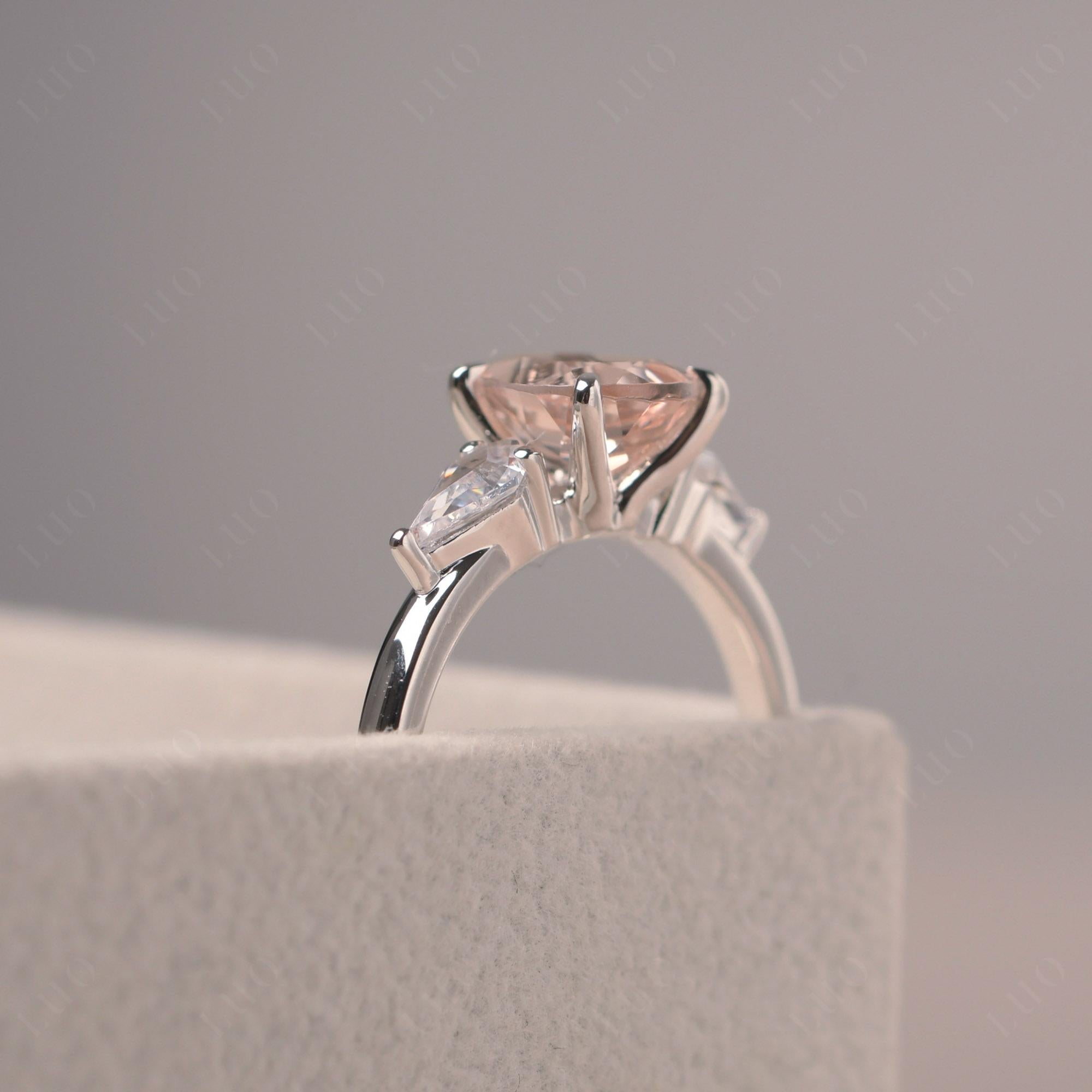 Pear Morganite Trilogy Engagement Ring - LUO Jewelry