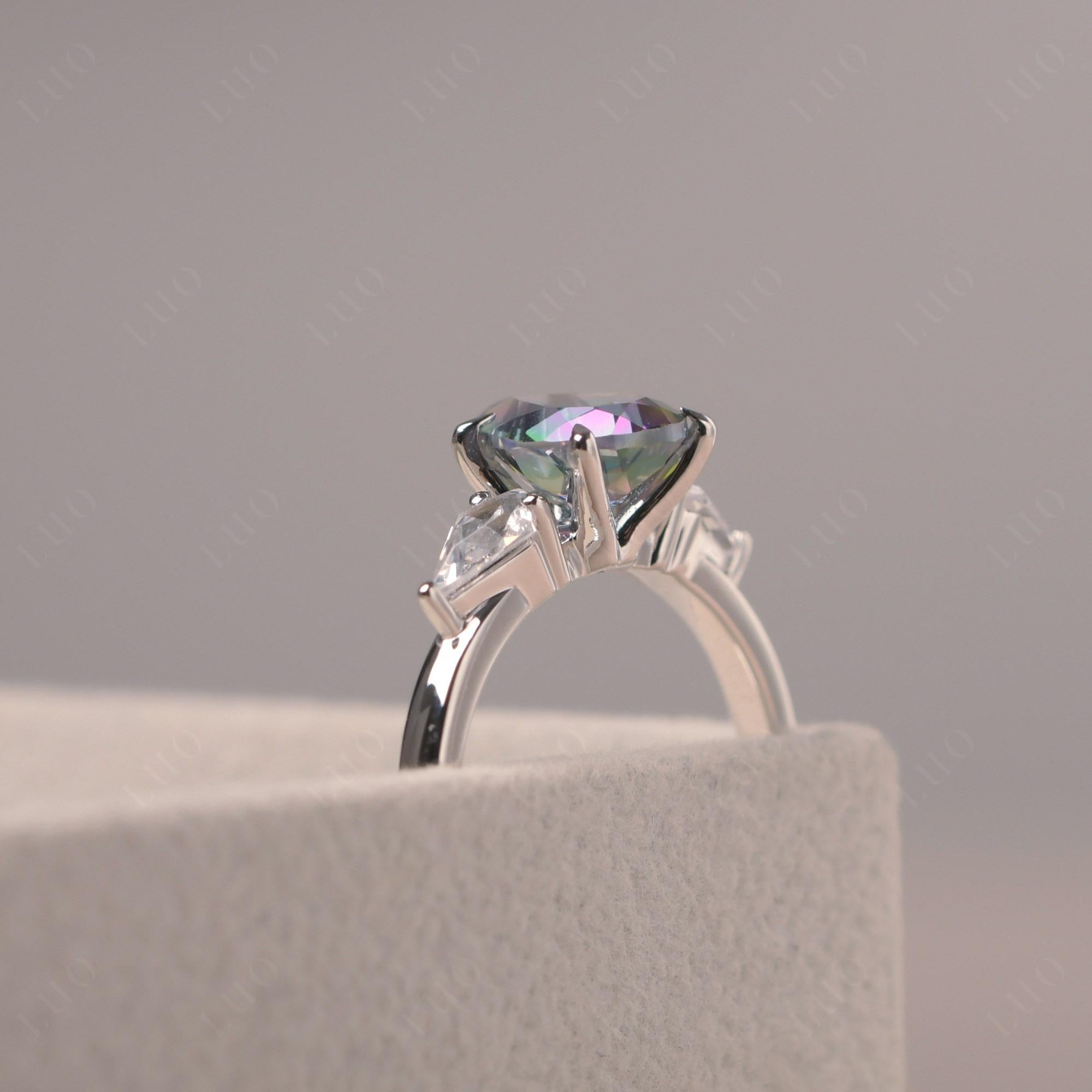 Mystic Topaz Pear Three Stone Ring - LUO Jewelry
