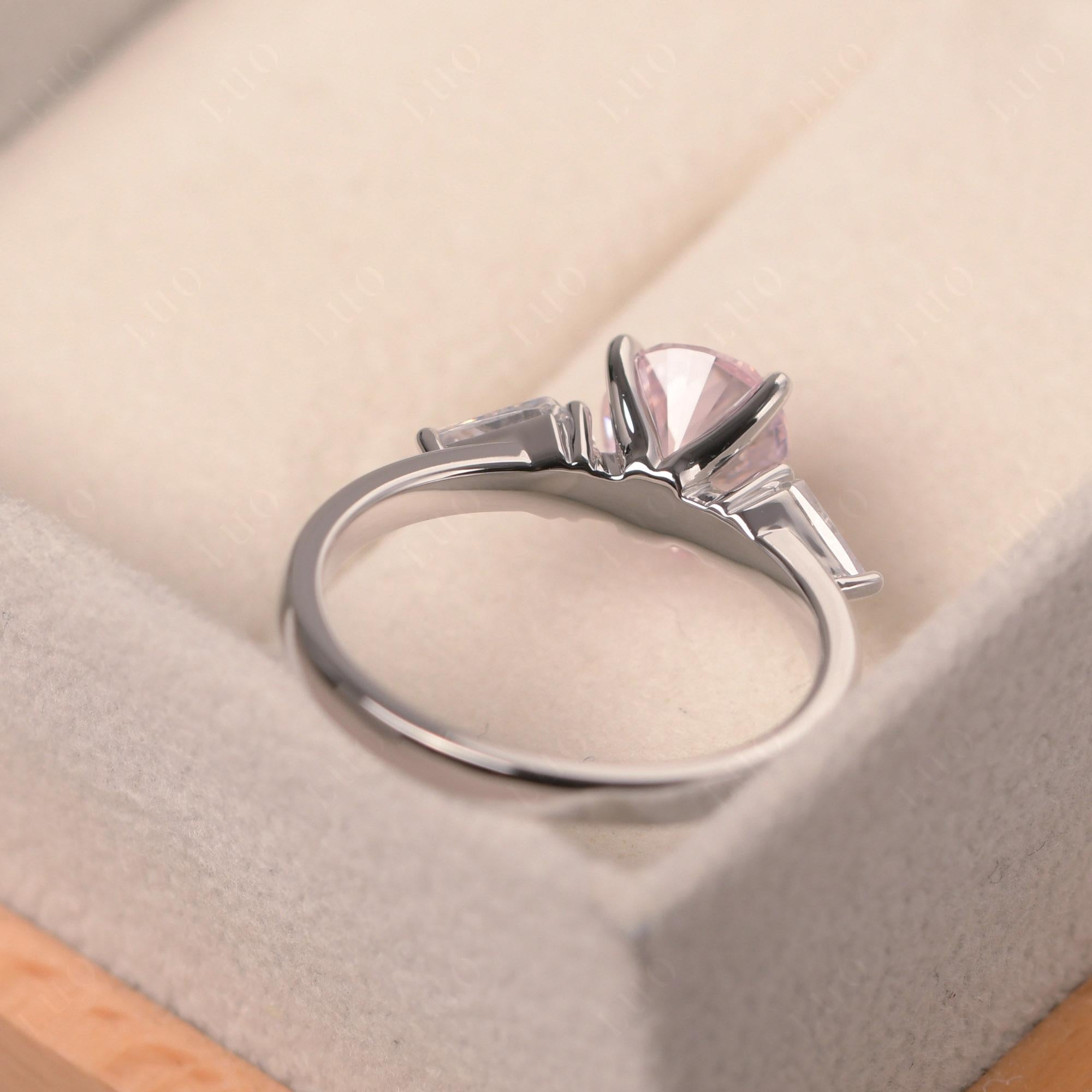 Pear Pink Cubic Zirconia Trilogy Engagement Ring - LUO Jewelry