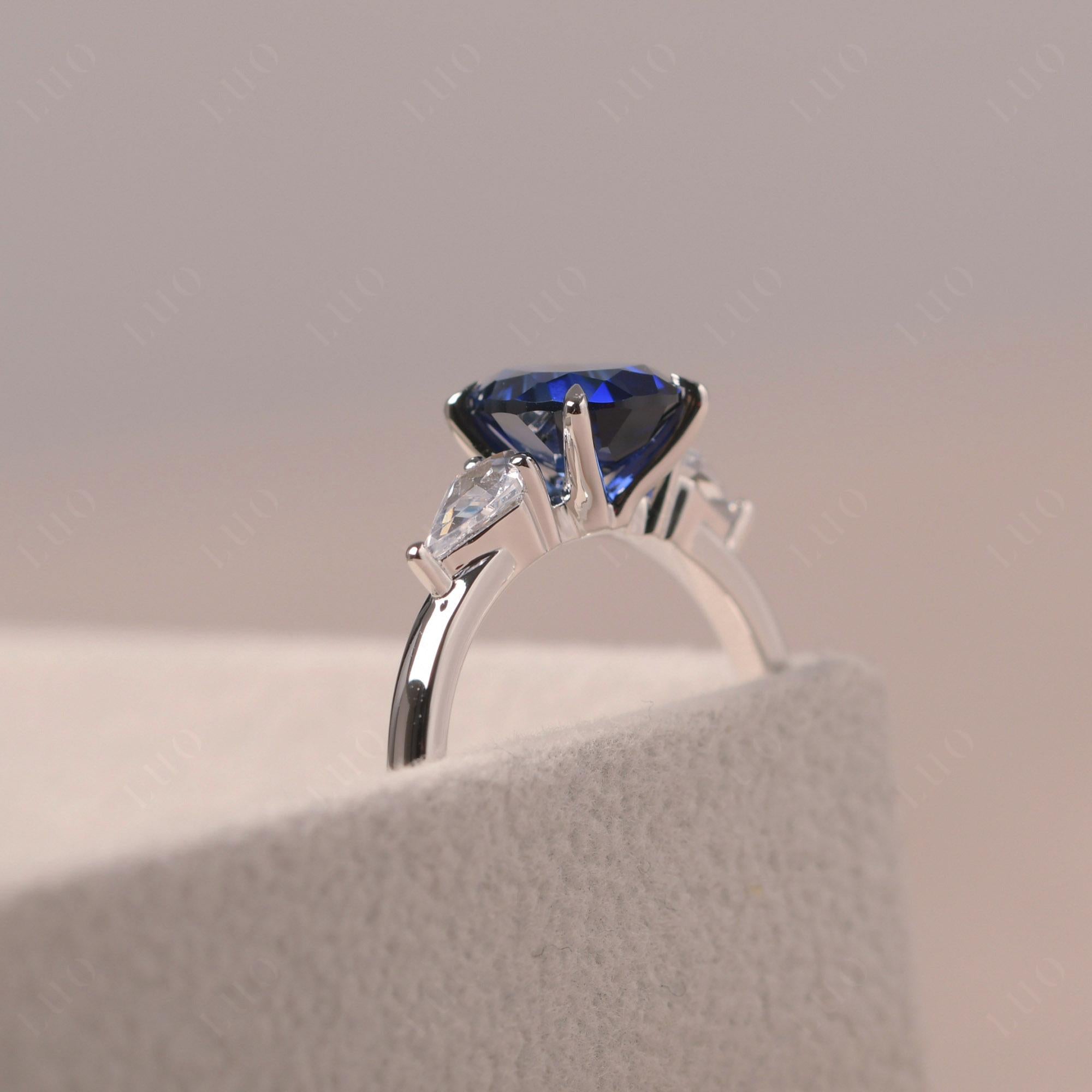 Sapphire Pear Three Stone Ring - LUO Jewelry