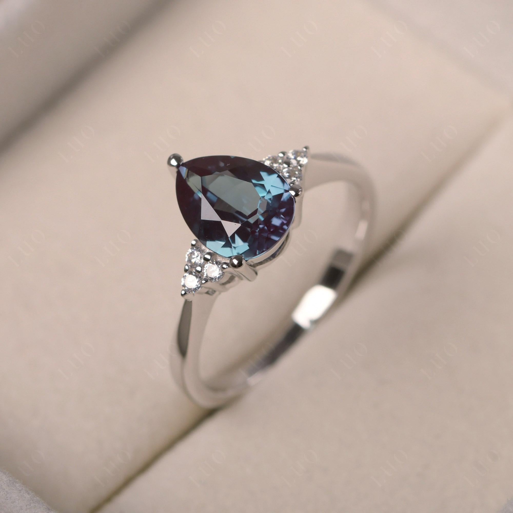Pear Shaped Alexandrite Promise Ring - LUO Jewelry