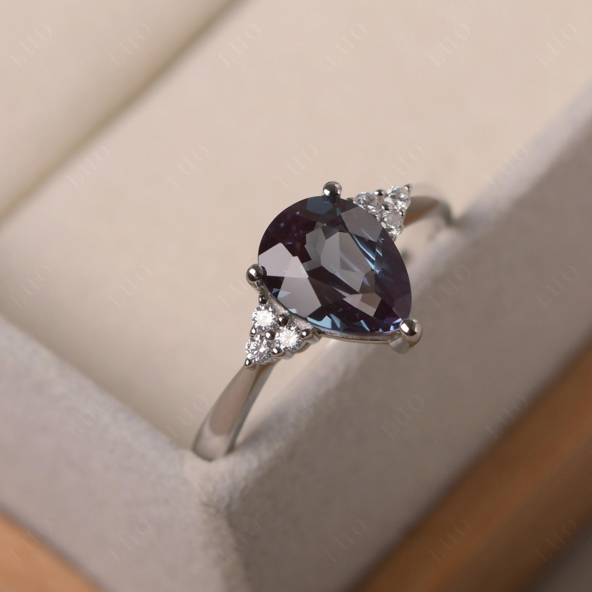 Pear Shaped Alexandrite Promise Ring - LUO Jewelry