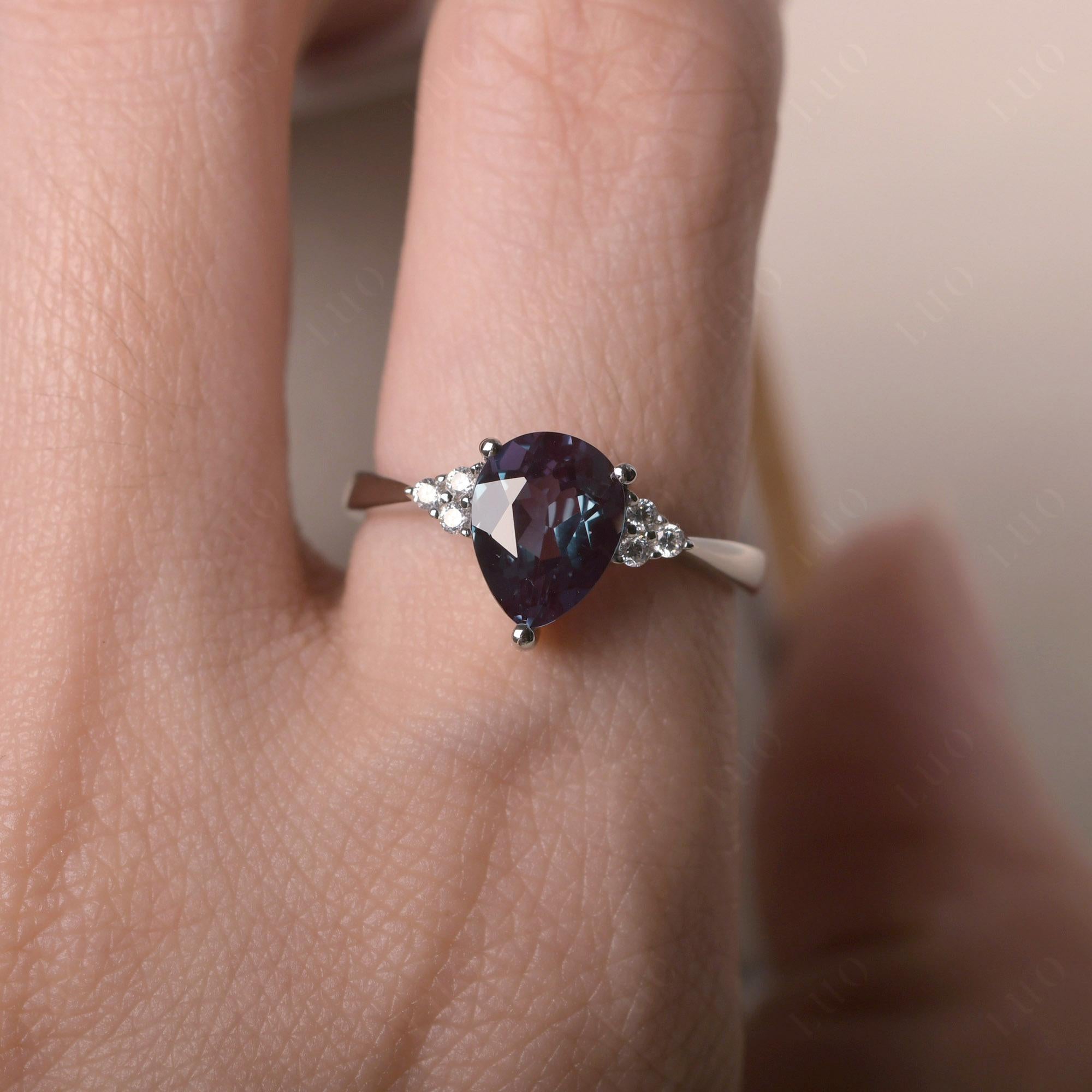 Pear Shaped Alexandrite Promise Ring - LUO Jewelry