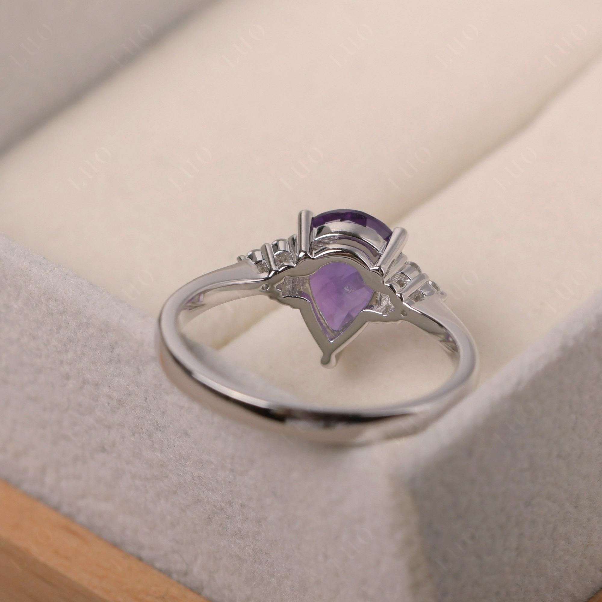 Pear Shaped Amethyst Promise Ring - LUO Jewelry