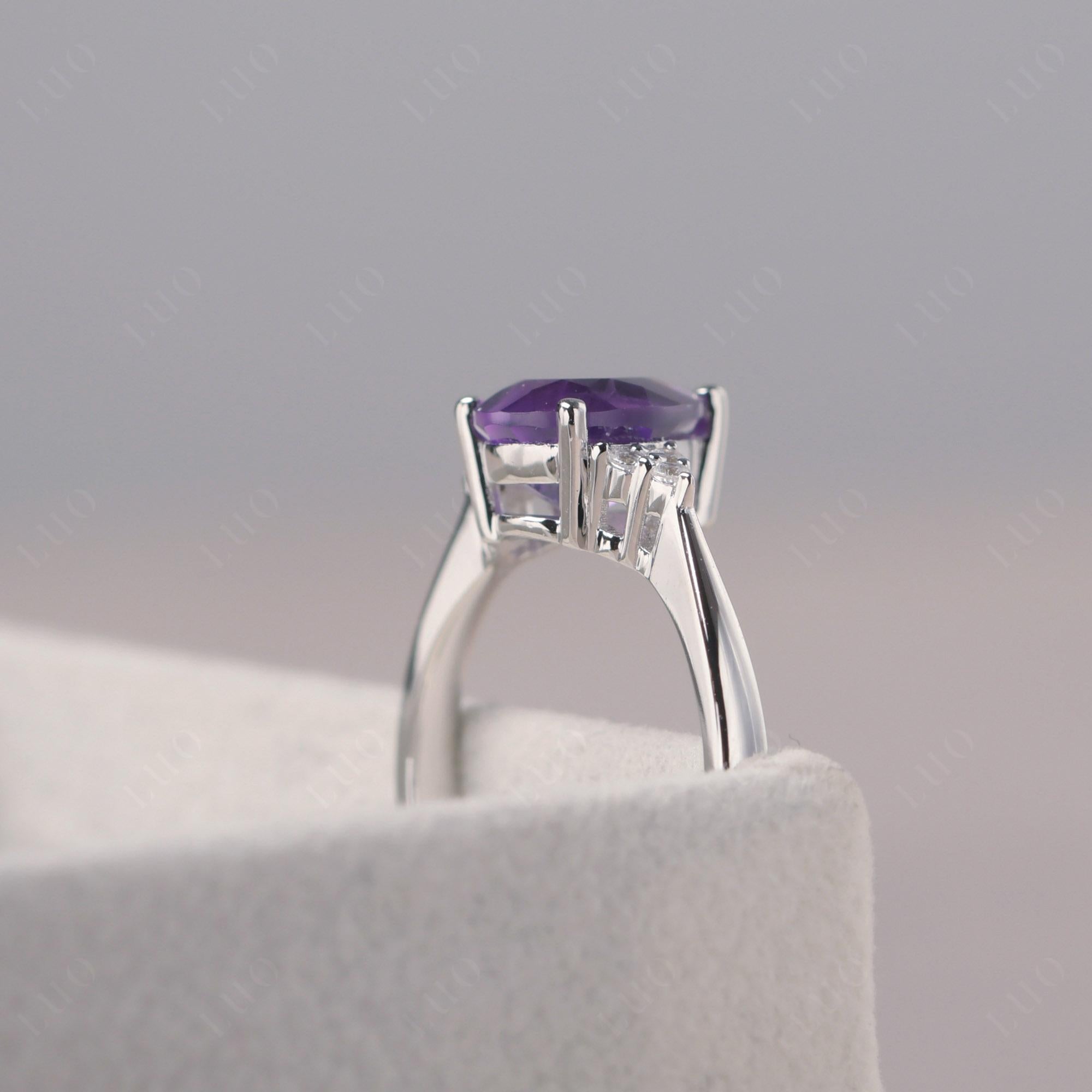 Pear Shaped Amethyst Promise Ring - LUO Jewelry