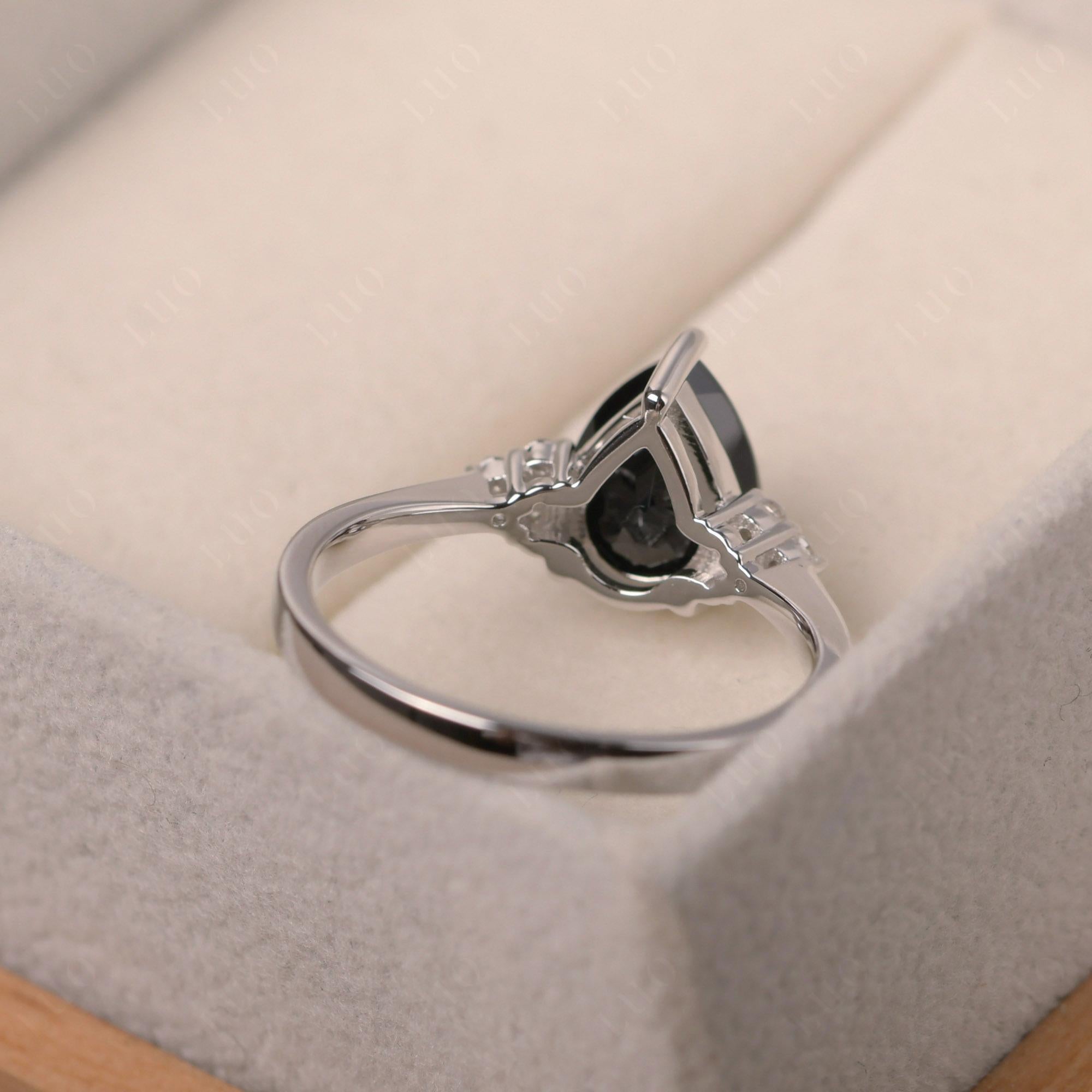 Pear Shaped Black Spinel Promise Ring - LUO Jewelry