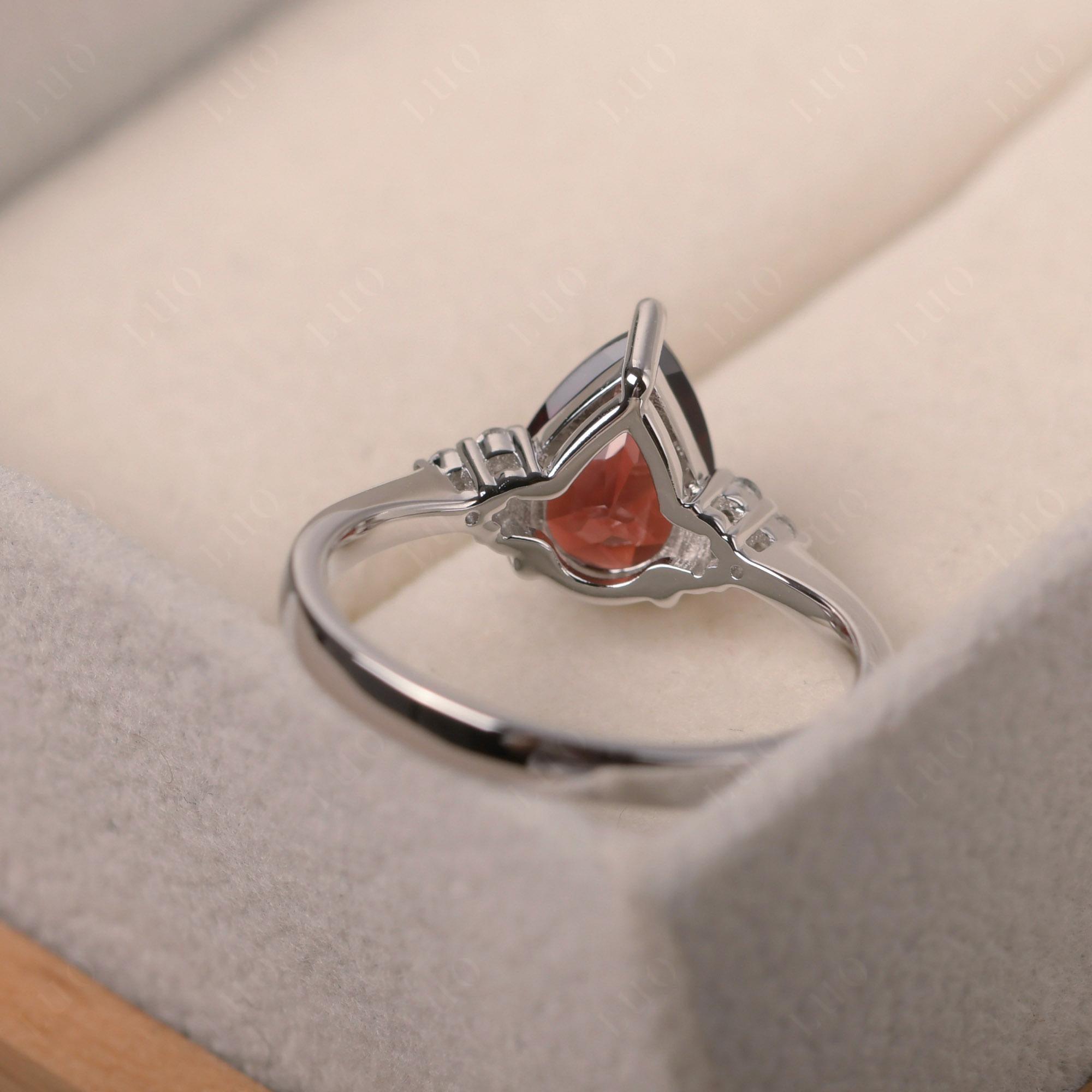 Pear Shaped Garnet Promise Ring - LUO Jewelry