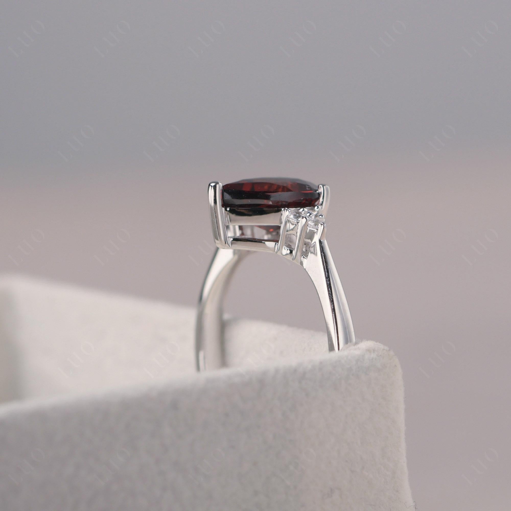 Pear Shaped Garnet Promise Ring - LUO Jewelry