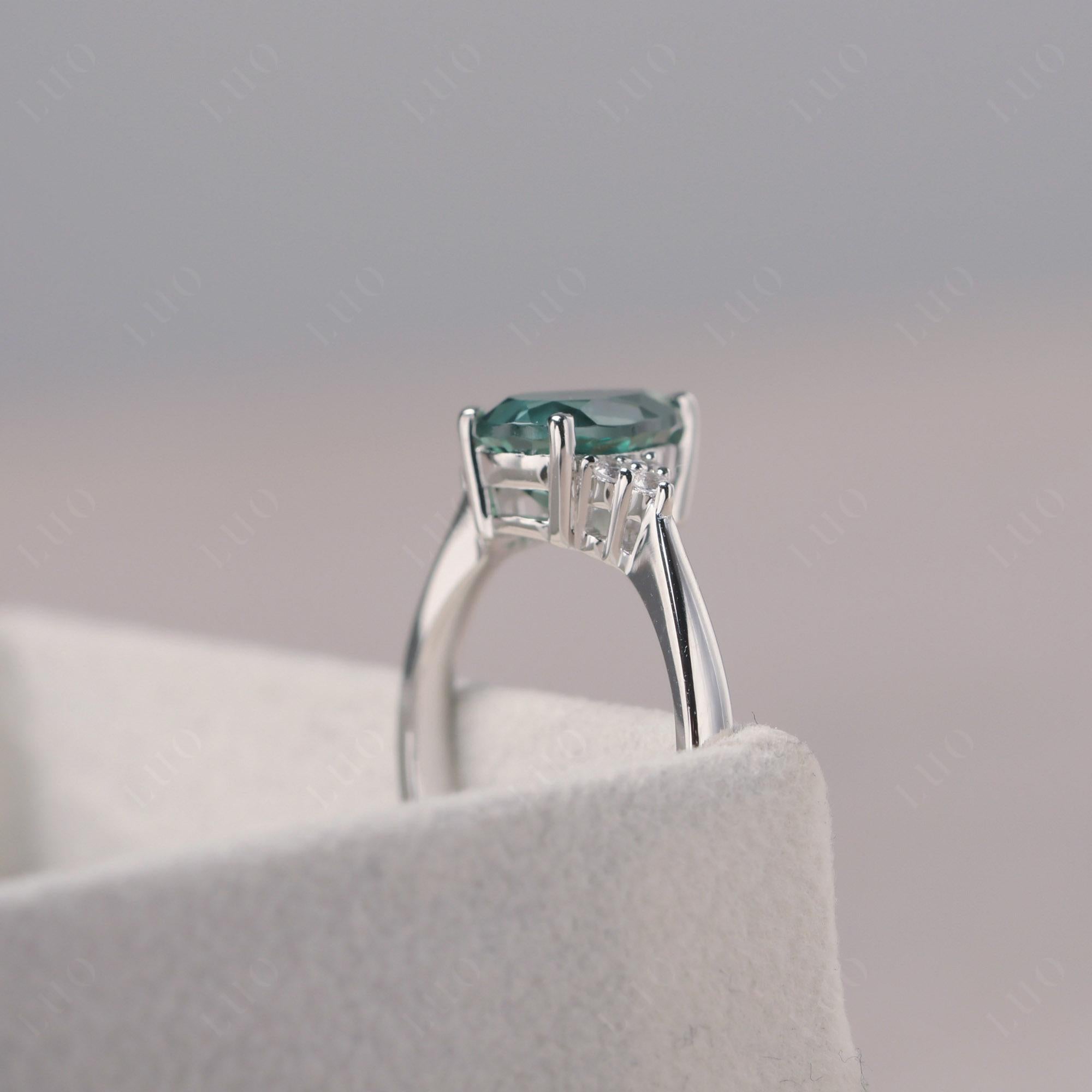 Pear Shaped Green Sapphire Promise Ring - LUO Jewelry