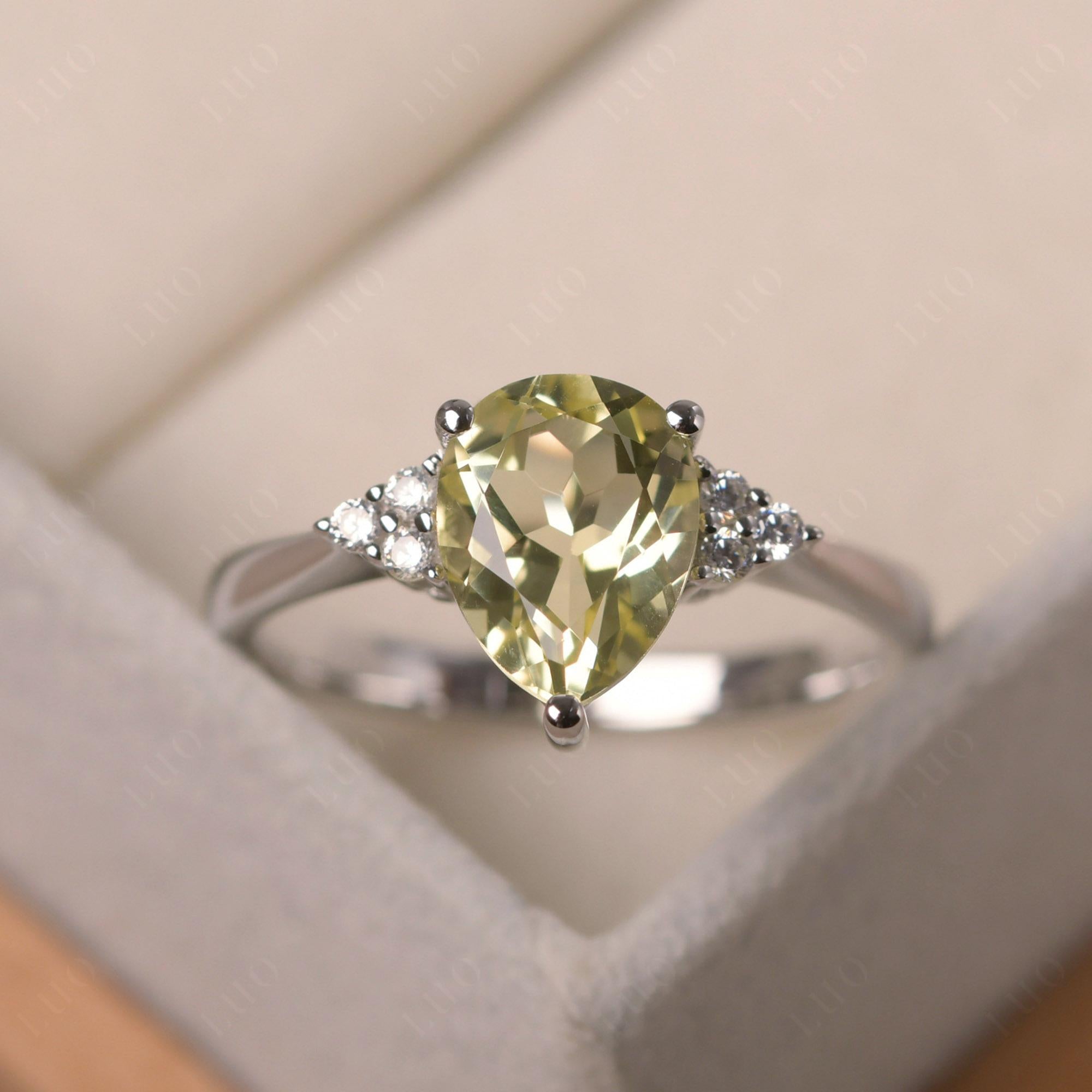 Pear Shaped Lemon Quartz Promise Ring - LUO Jewelry