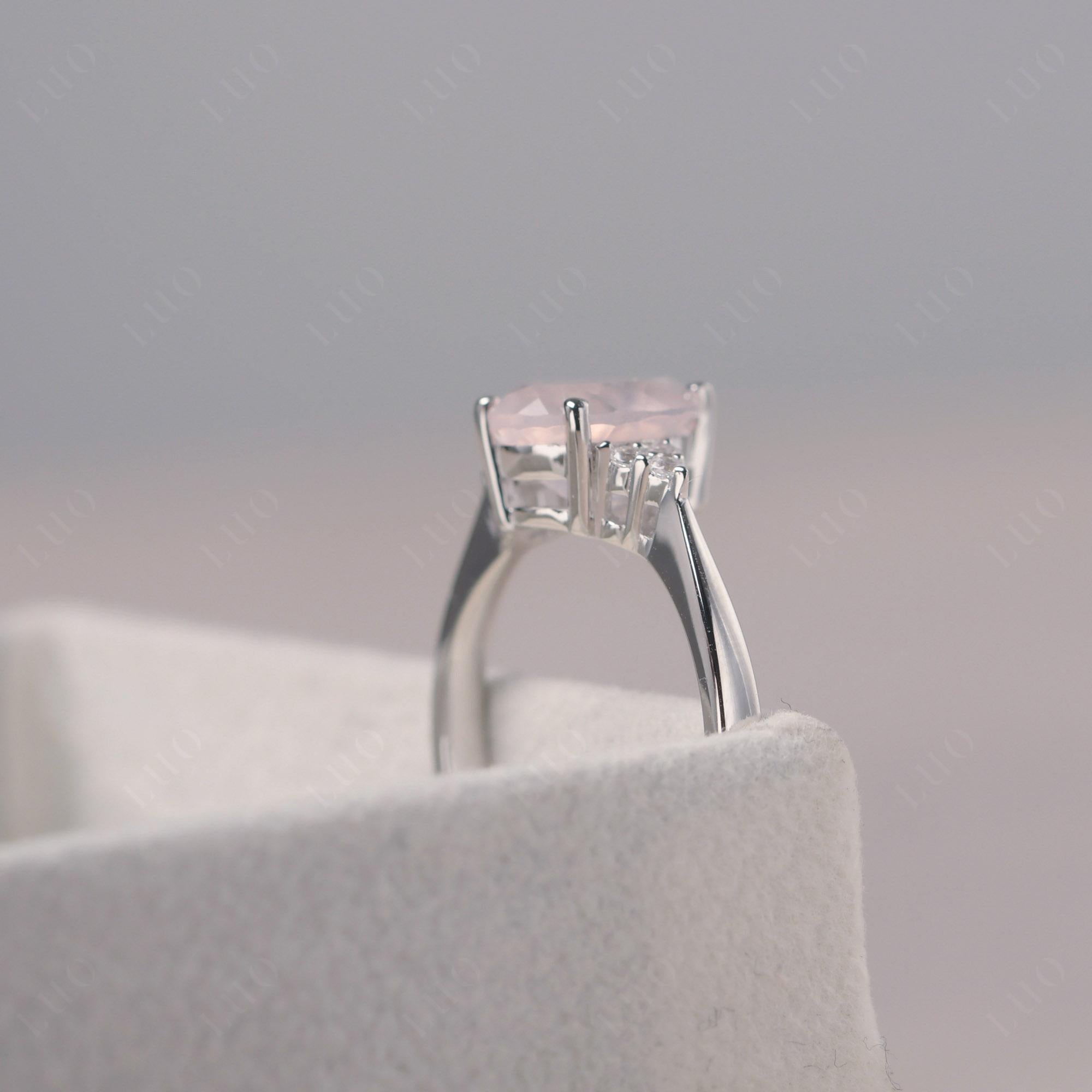 Pear Shaped Rose Quartz Promise Ring - LUO Jewelry