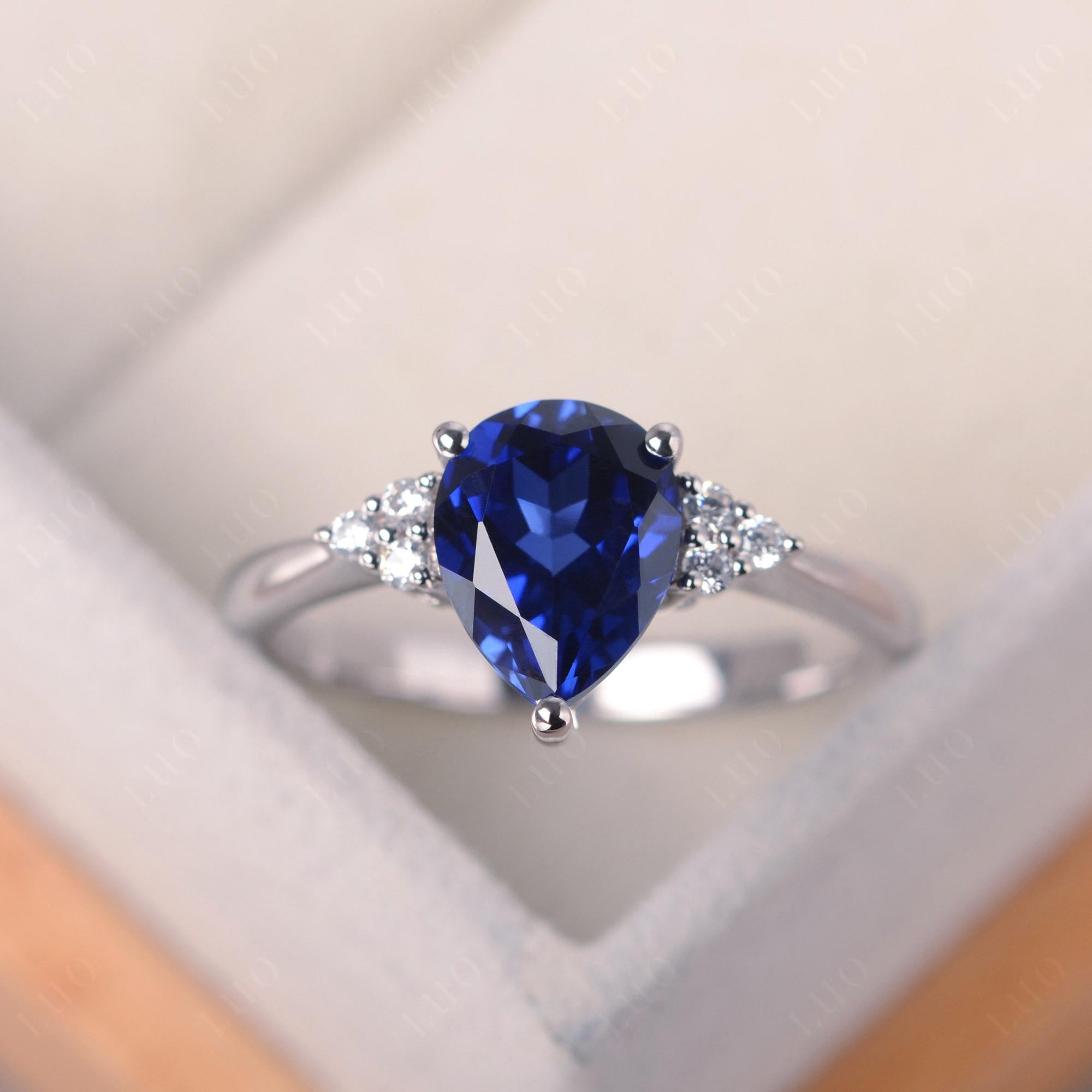 Pear Shaped Sapphire Promise Ring - LUO Jewelry