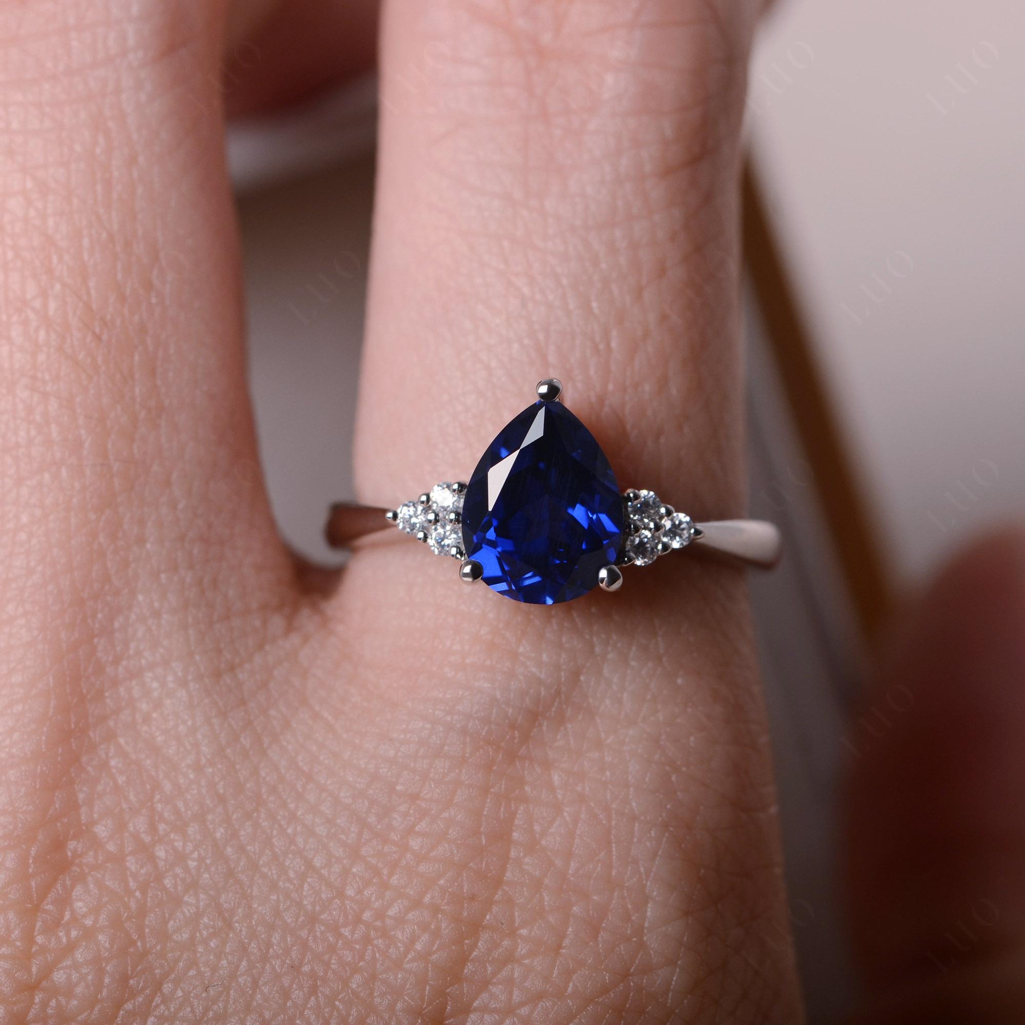 Pear Shaped Sapphire Promise Ring - LUO Jewelry