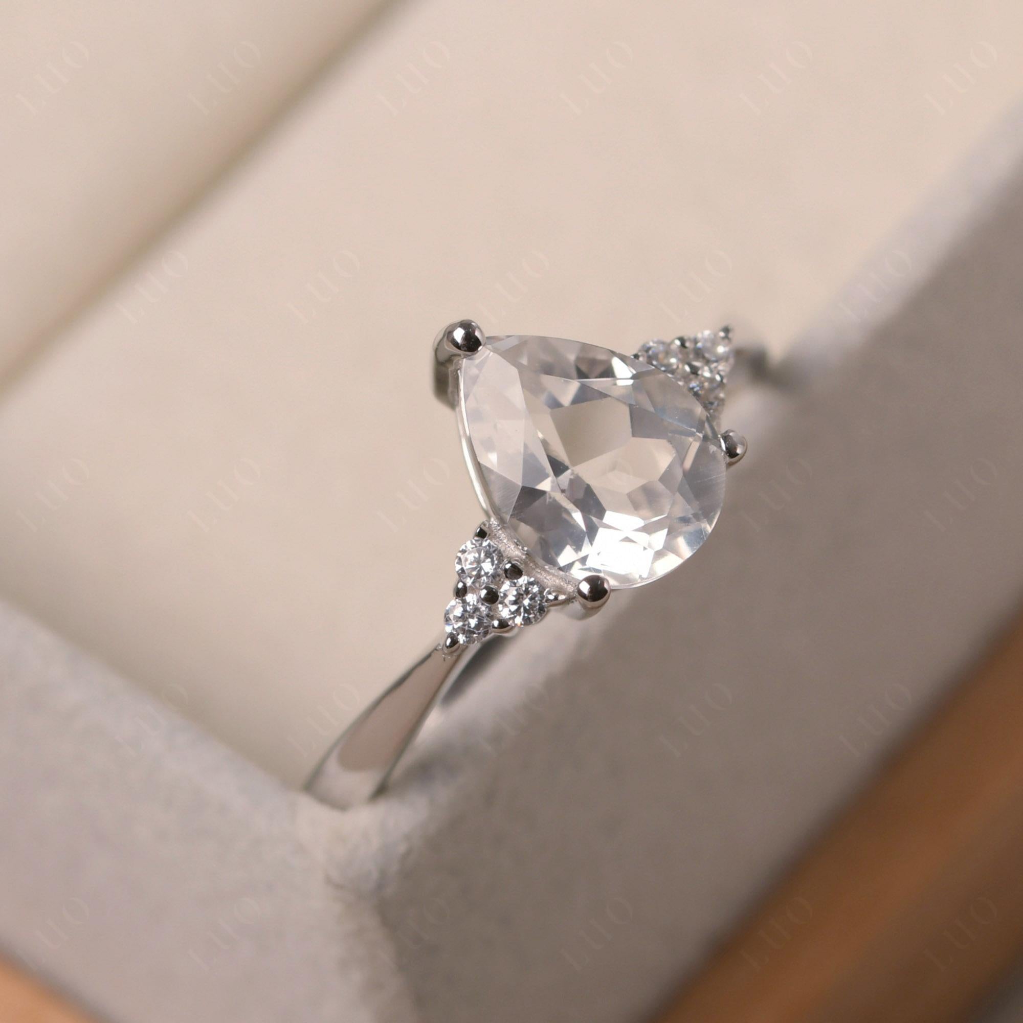 Pear Shaped White Topaz Promise Ring - LUO Jewelry