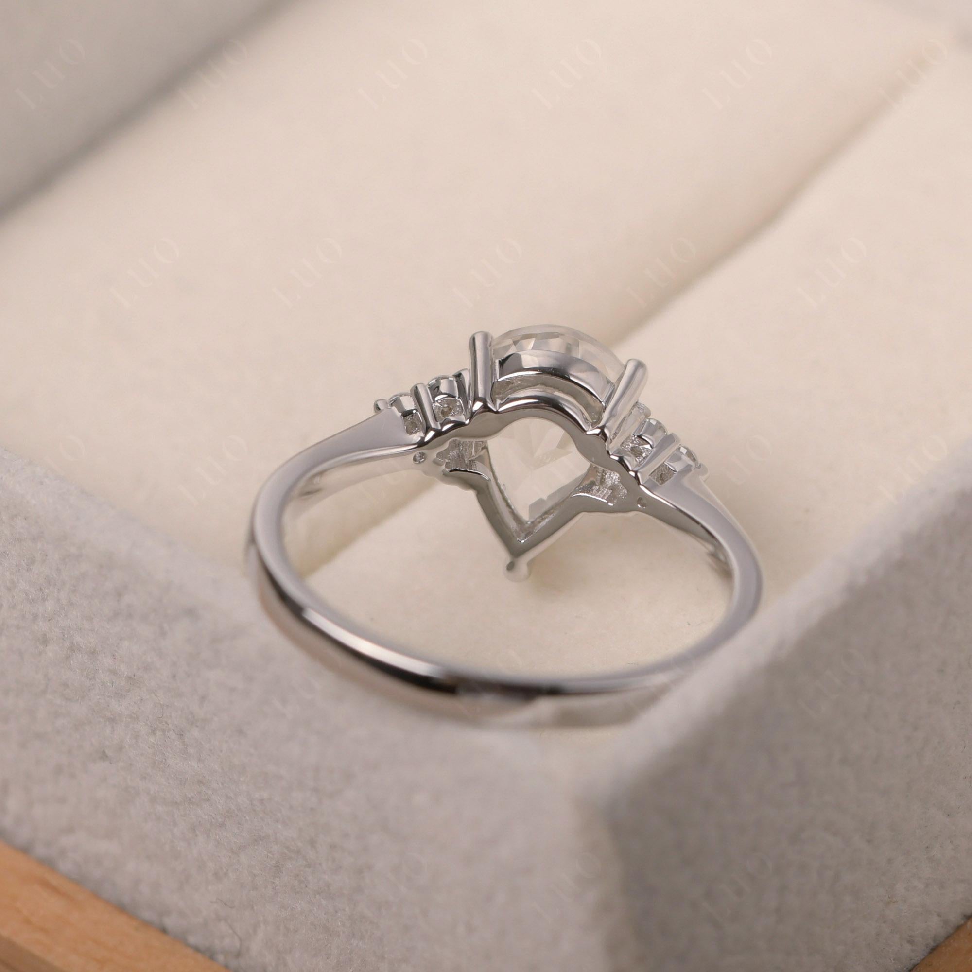 Pear Shaped White Topaz Promise Ring - LUO Jewelry