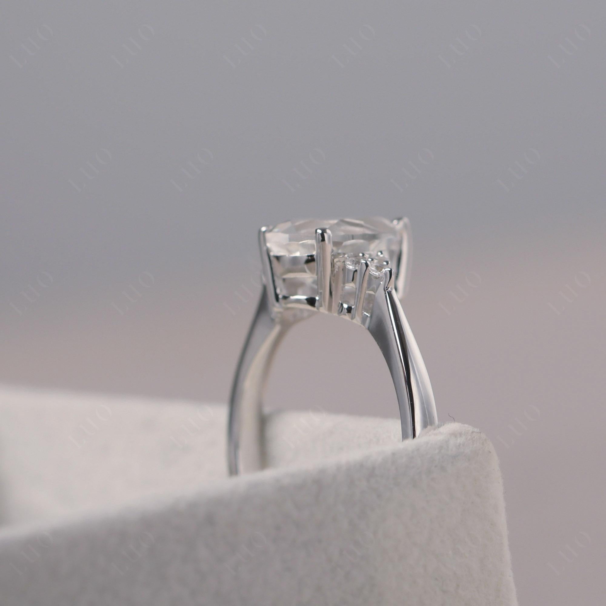 Pear Shaped White Topaz Promise Ring - LUO Jewelry