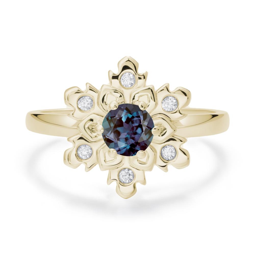 Alexandrite Snowflake Engagement Ring - LUO Jewelry #metal_14k yellow gold