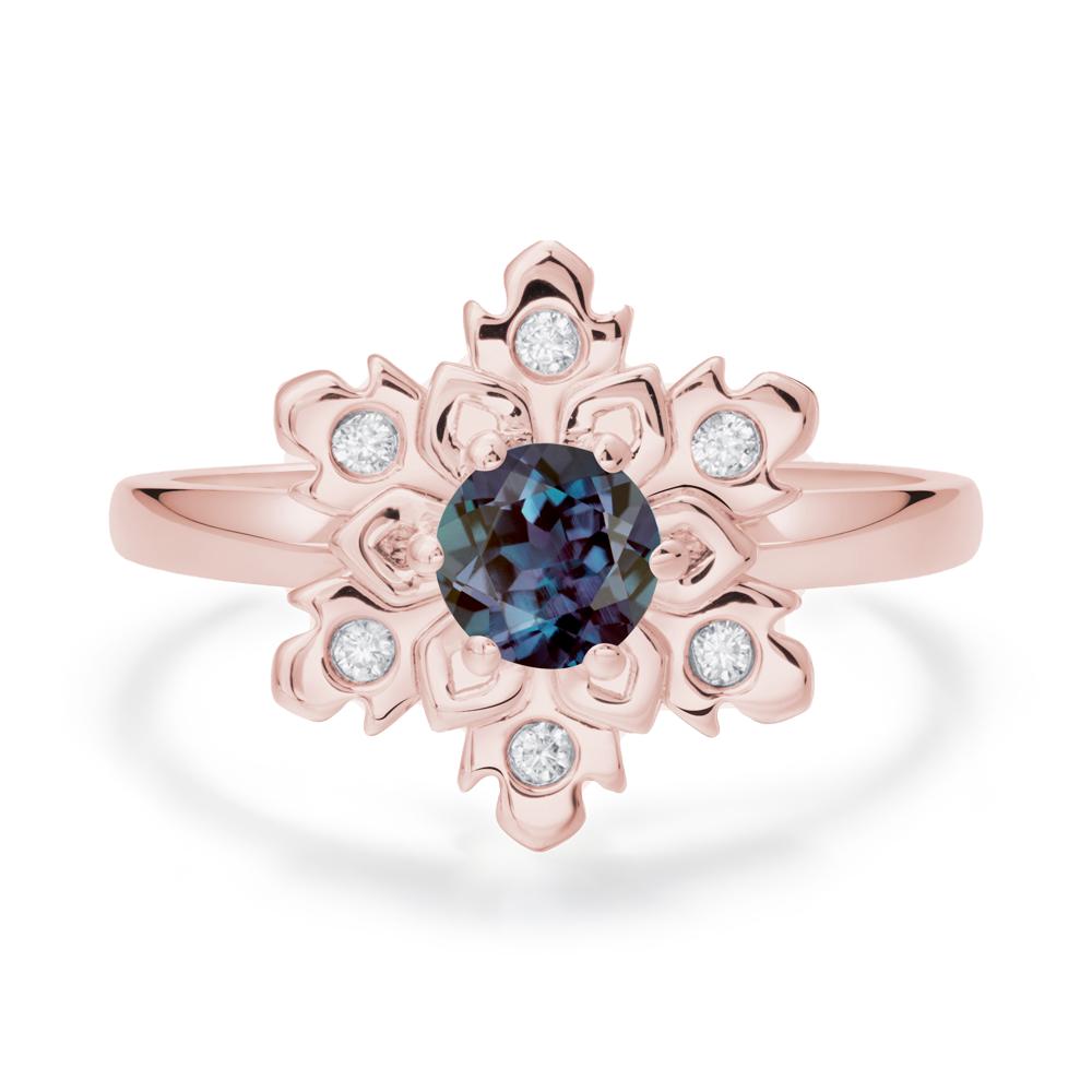 Alexandrite Snowflake Engagement Ring - LUO Jewelry #metal_18k rose gold