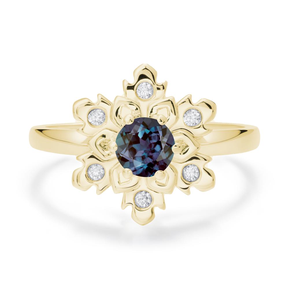 Alexandrite Snowflake Engagement Ring - LUO Jewelry #metal_18k yellow gold