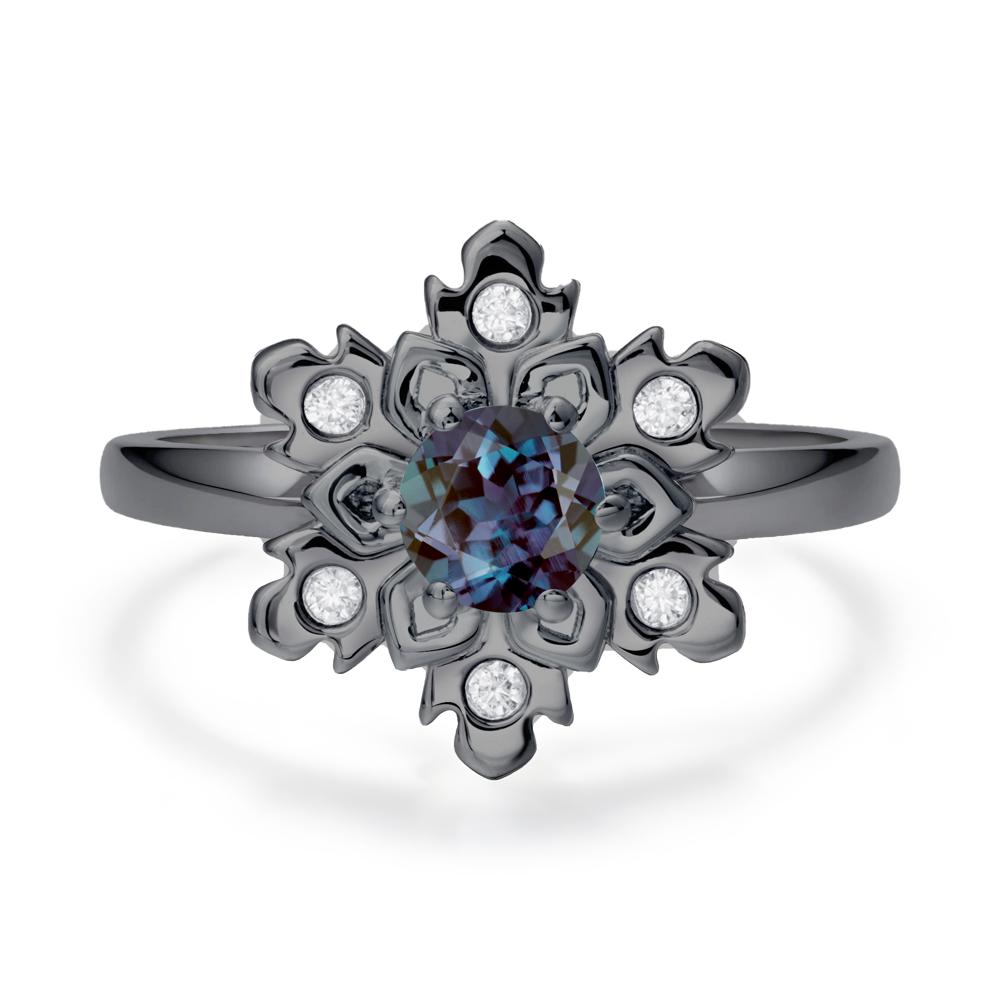 Alexandrite Snowflake Engagement Ring - LUO Jewelry #metal_black finish sterling silver