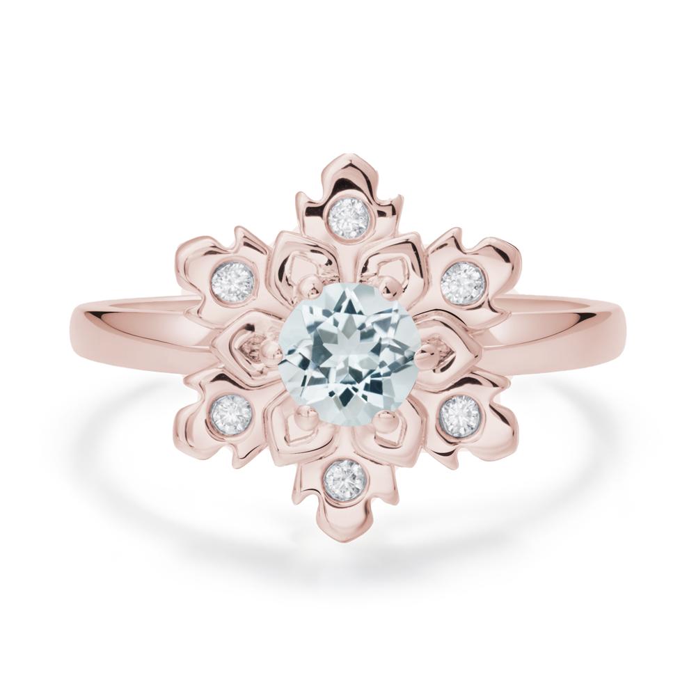 Aquamarine Snowflake Ring - LUO Jewelry #metal_14k rose gold