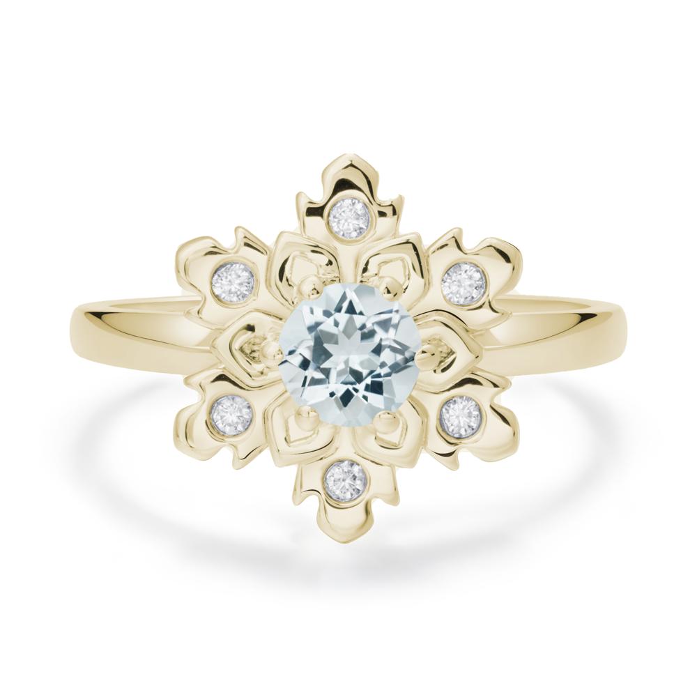 Aquamarine Snowflake Ring - LUO Jewelry #metal_14k yellow gold