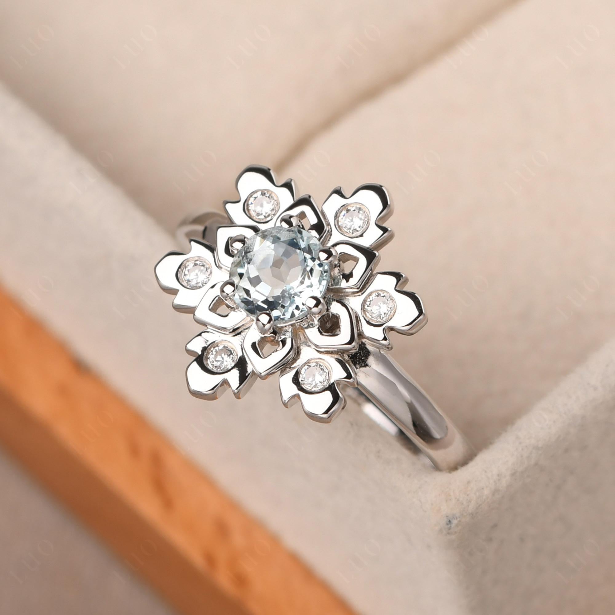 Aquamarine Snowflake Ring - LUO Jewelry