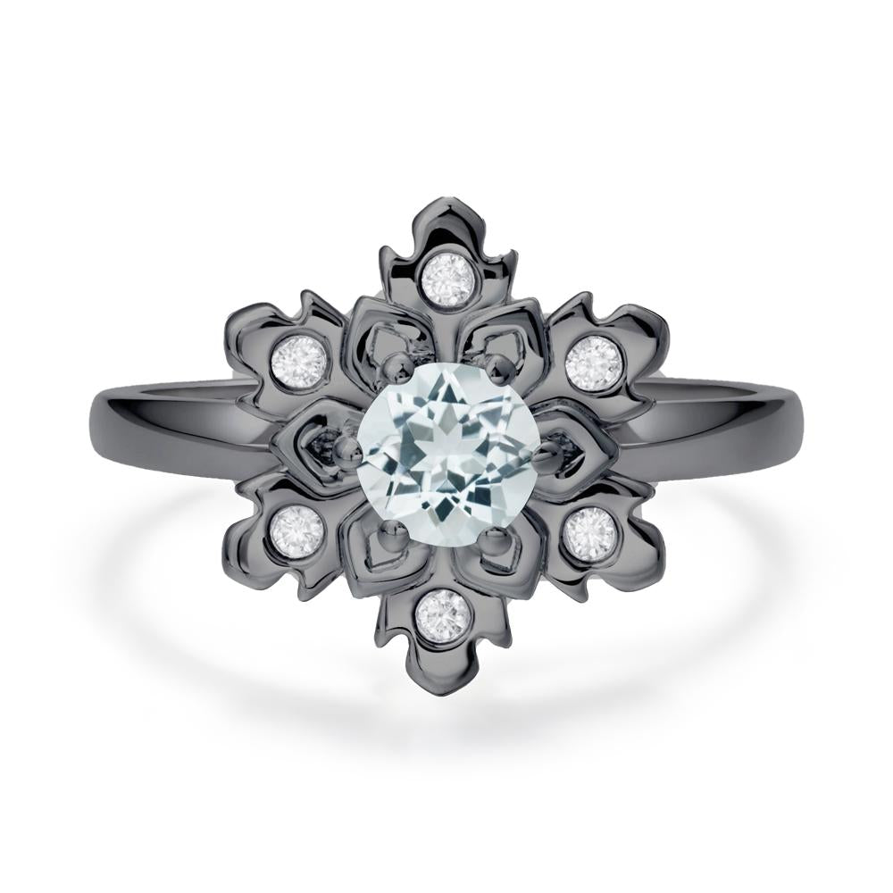 Aquamarine Snowflake Ring - LUO Jewelry #metal_black finish sterling silver