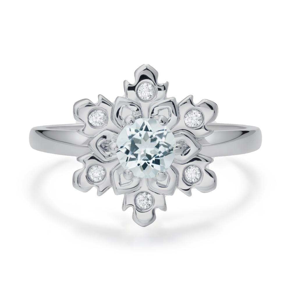 Aquamarine Snowflake Ring - LUO Jewelry #metal_platinum