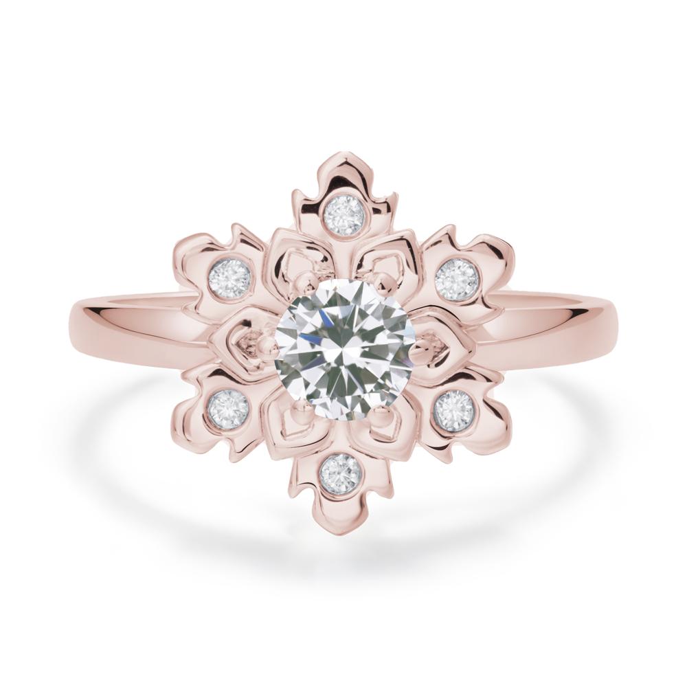 Cubic Zirconia Snowflake Engagement Ring - LUO Jewelry #metal_14k rose gold