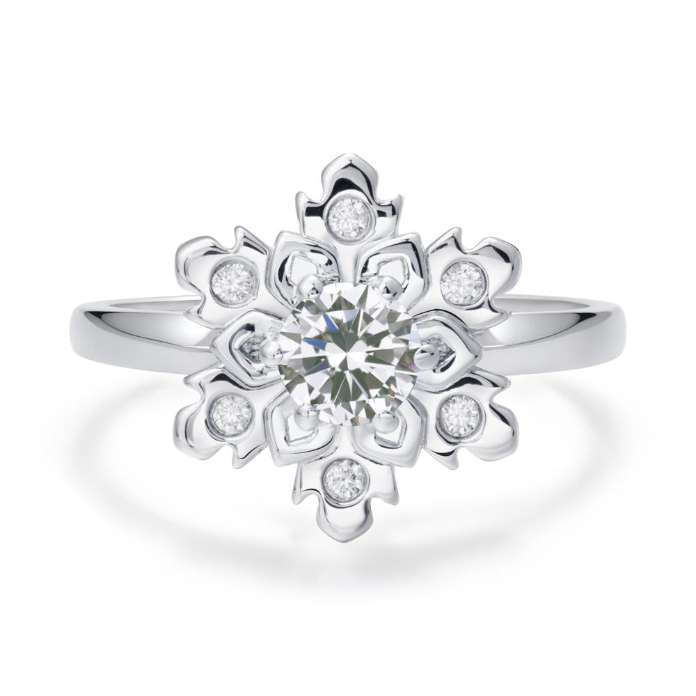 Cubic Zirconia Snowflake Engagement Ring - LUO Jewelry #metal_14k white gold