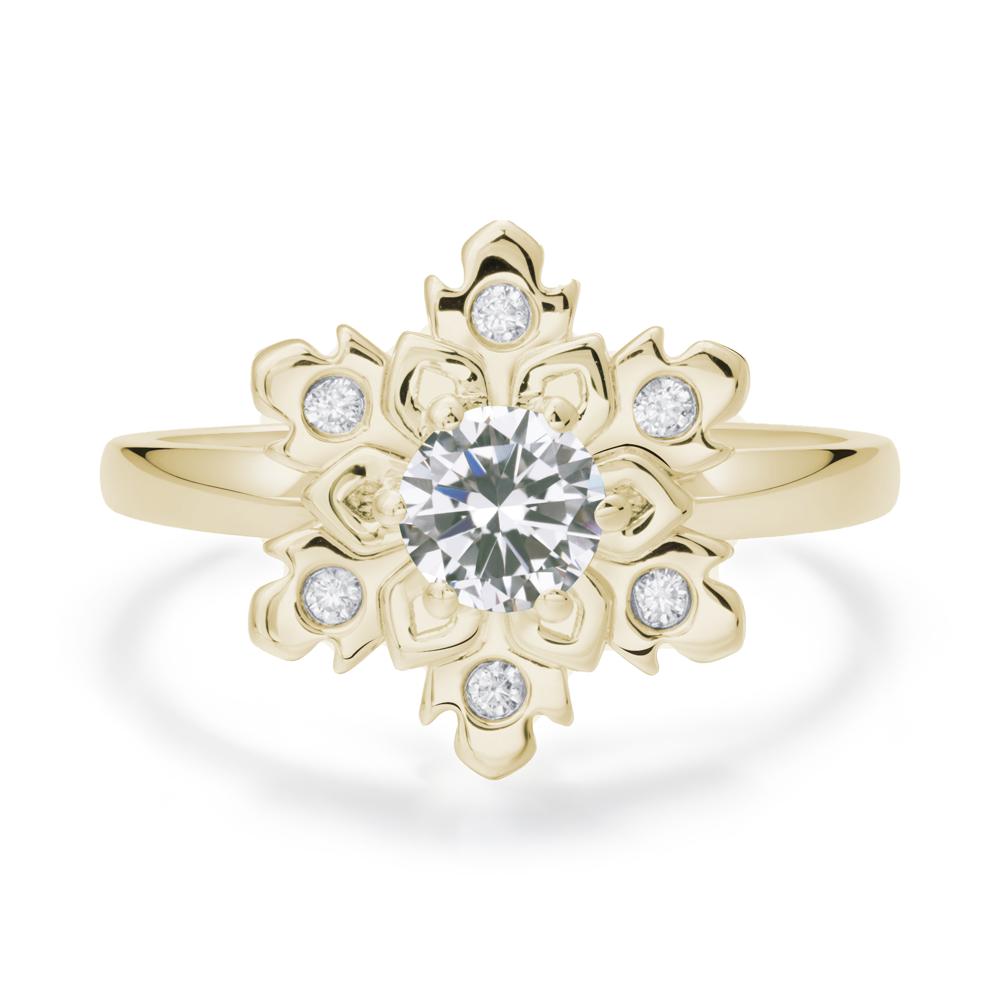Cubic Zirconia Snowflake Engagement Ring - LUO Jewelry #metal_14k yellow gold