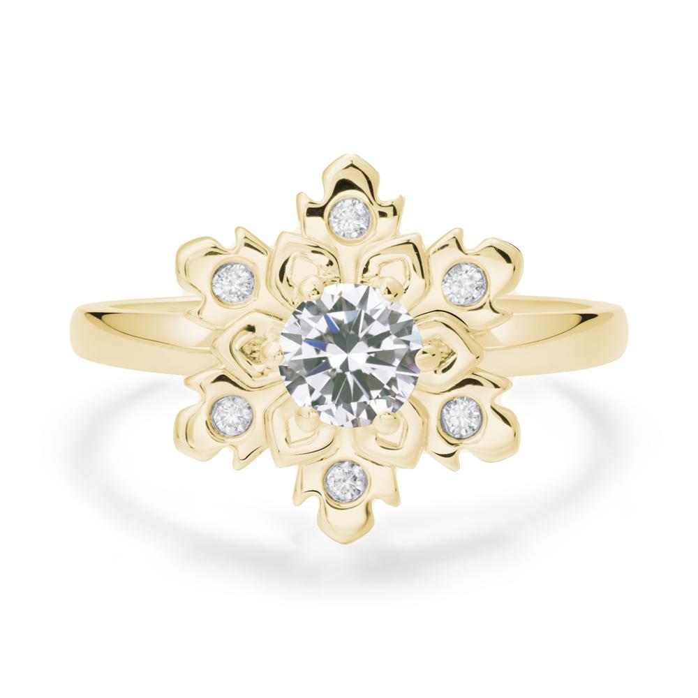 Cubic Zirconia Snowflake Engagement Ring - LUO Jewelry #metal_18k yellow gold