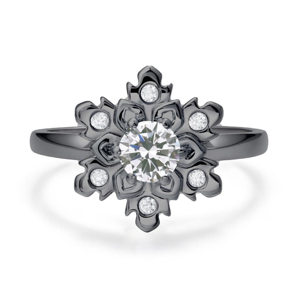 Cubic Zirconia Snowflake Engagement Ring - LUO Jewelry #metal_black finish sterling silver