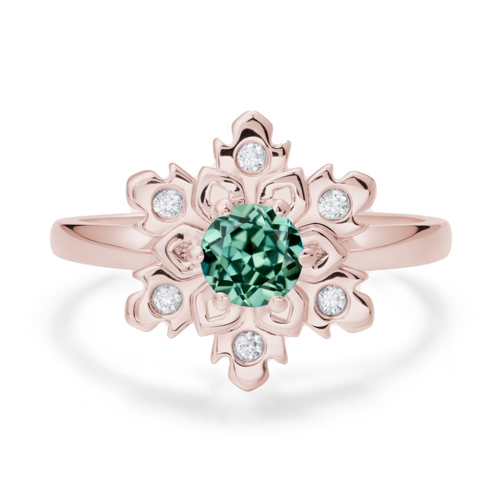 Green Sapphire Snowflake Ring - LUO Jewelry #metal_14k rose gold