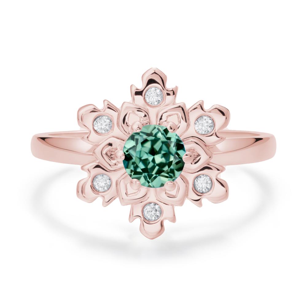 Green Sapphire Snowflake Ring - LUO Jewelry #metal_18k rose gold