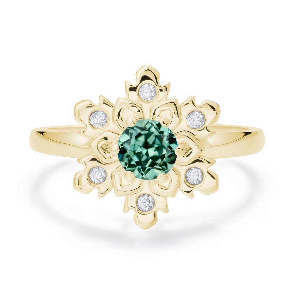Green Sapphire Snowflake Ring - LUO Jewelry #metal_18k yellow gold