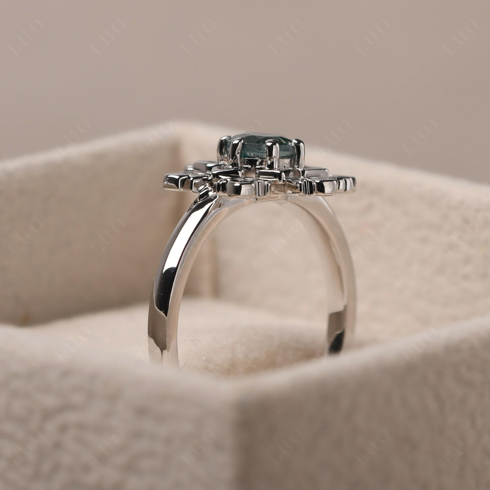 Green Sapphire Snowflake Ring - LUO Jewelry