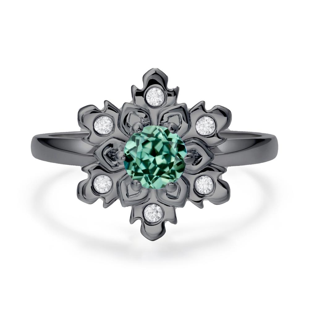 Green Sapphire Snowflake Ring - LUO Jewelry #metal_black finish sterling silver